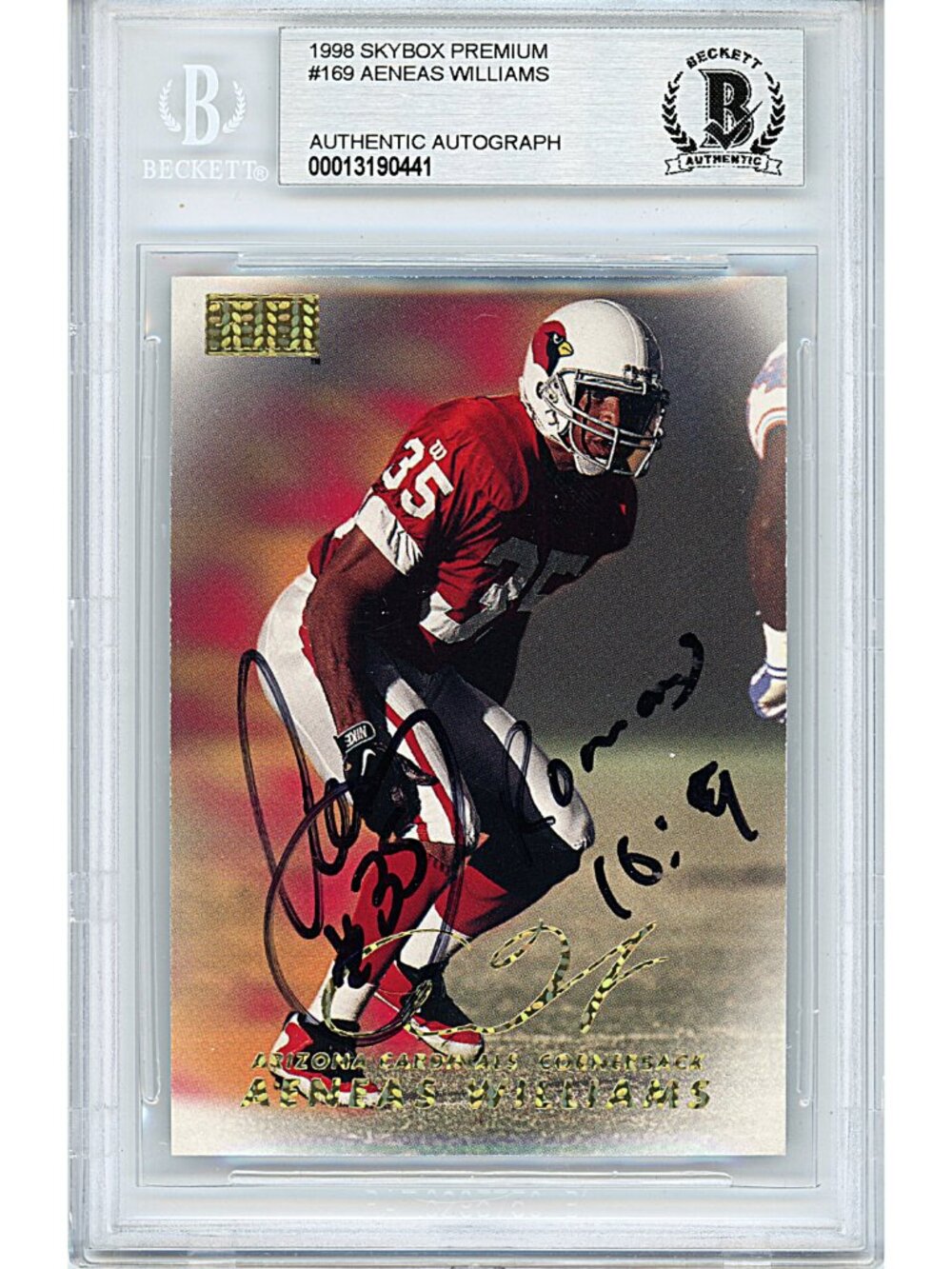 Aeneas Williams Signed 1998 SkyBox Premium #169 Arizona Cardinals BAS Slab Auto